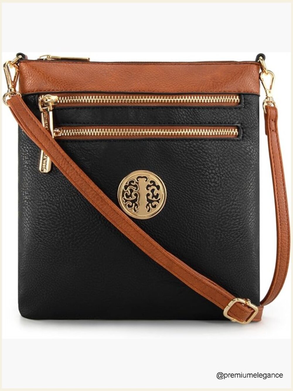 Crossbody Bag with Multiple Pockets Adjustable Strap Faux Leather